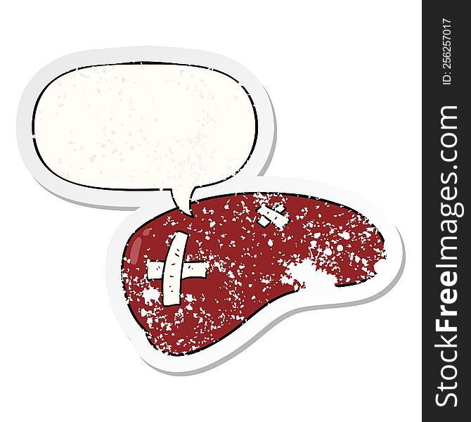 cartoon repaired liver and speech bubble distressed sticker