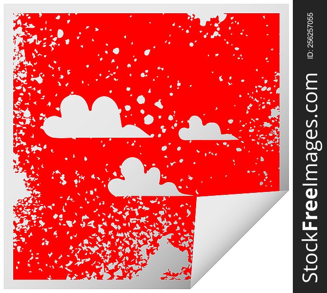 Distressed Square Peeling Sticker Symbol Cloud