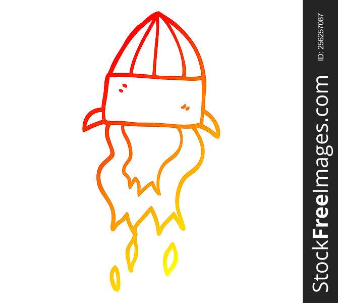 warm gradient line drawing cartoon rocket launch