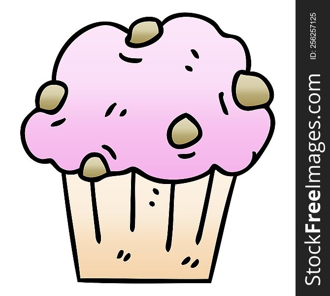 Quirky Gradient Shaded Cartoon Muffin Cake