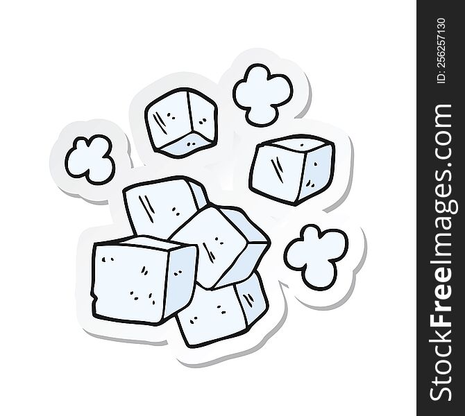 sticker of a cartoon ice cubes