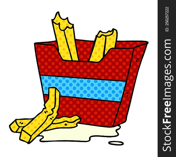 comic book style quirky cartoon french fries. comic book style quirky cartoon french fries