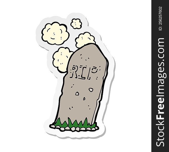 Sticker Of A Cartoon Spooky Grave