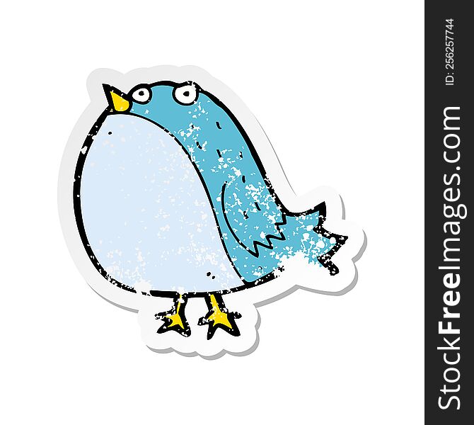 Retro Distressed Sticker Of A Cartoon Fat Bird
