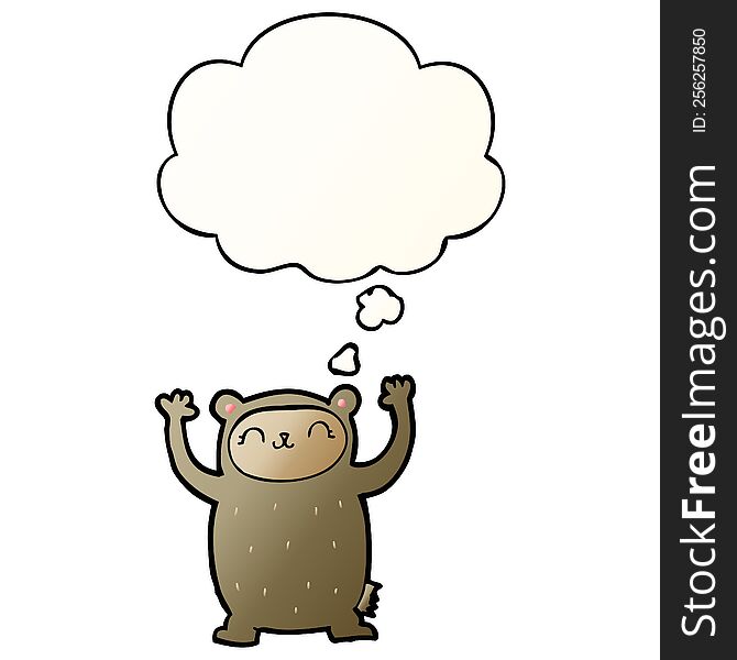 cute cartoon bear with thought bubble in smooth gradient style