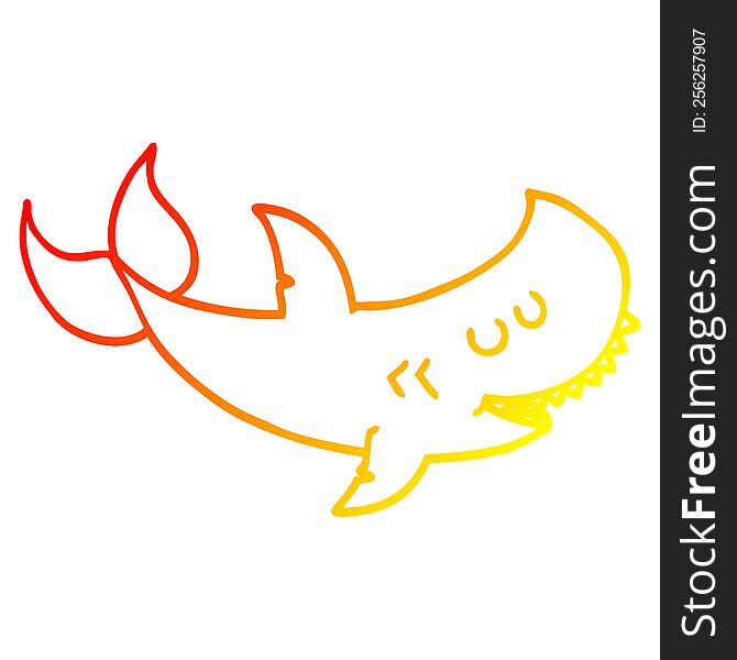 warm gradient line drawing of a cartoon shark