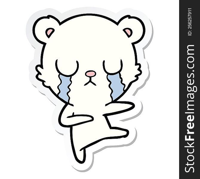 Sticker Of A Crying Polar Bear Cartoon