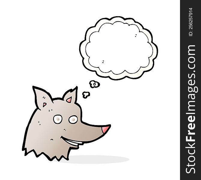 Cartoon Wolf Head With Thought Bubble