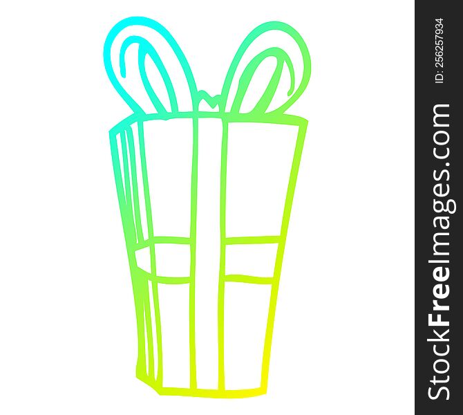 Cold Gradient Line Drawing Cartoon Wrapped Present