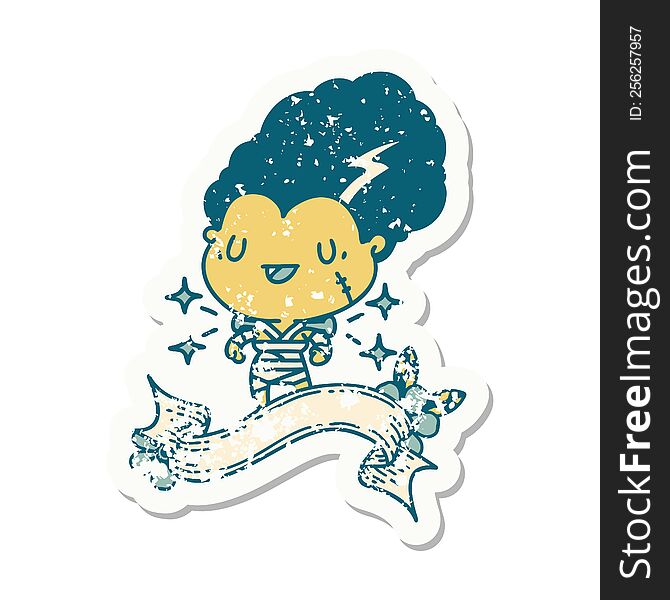 Grunge Sticker Of Tattoo Style Undead Zombie Bride Character