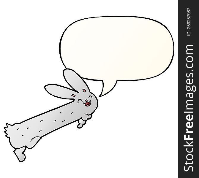 Funny Cartoon Rabbit And Speech Bubble In Smooth Gradient Style