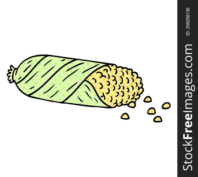 hand drawn cartoon doodle of fresh corn on the cob