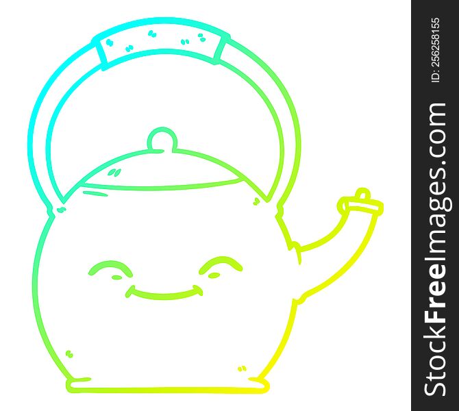 Cold Gradient Line Drawing Cartoon Kettle