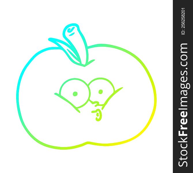 cold gradient line drawing of a cartoon apple