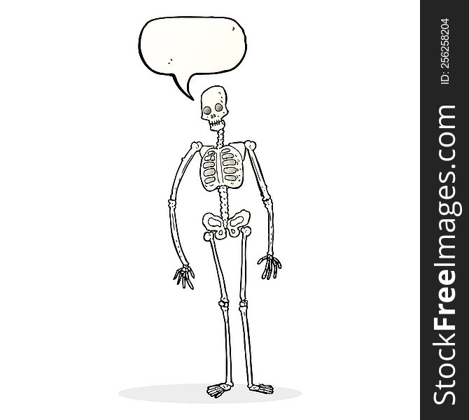 Cartoon Spooky Skeleton With Speech Bubble