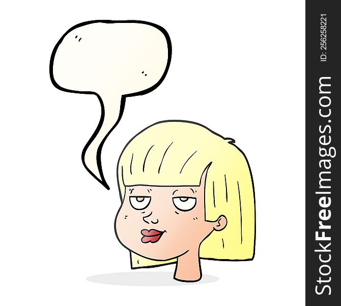 Speech Bubble Cartoon Female Face