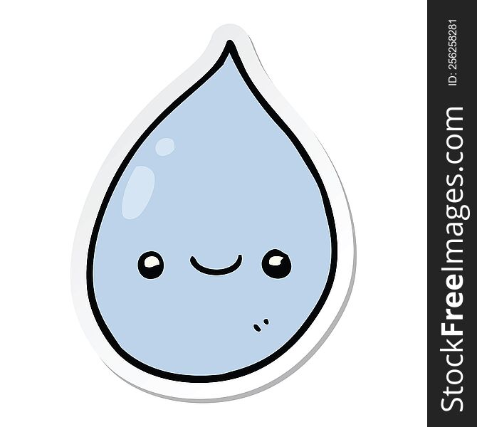 Sticker Of A Cartoon Raindrop