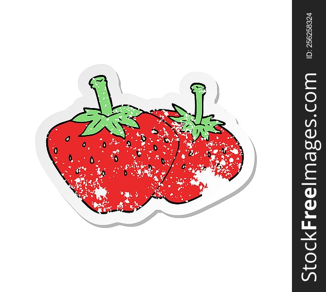 Distressed Sticker Of A Cartoon Strawberry