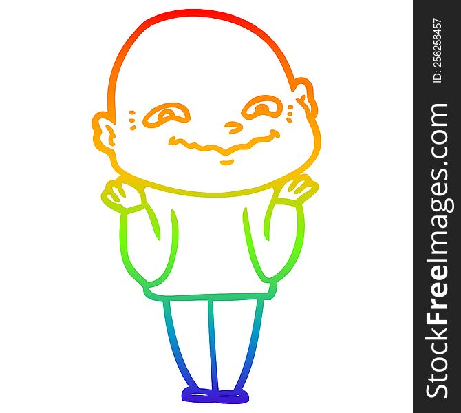 rainbow gradient line drawing of a cartoon creepy guy