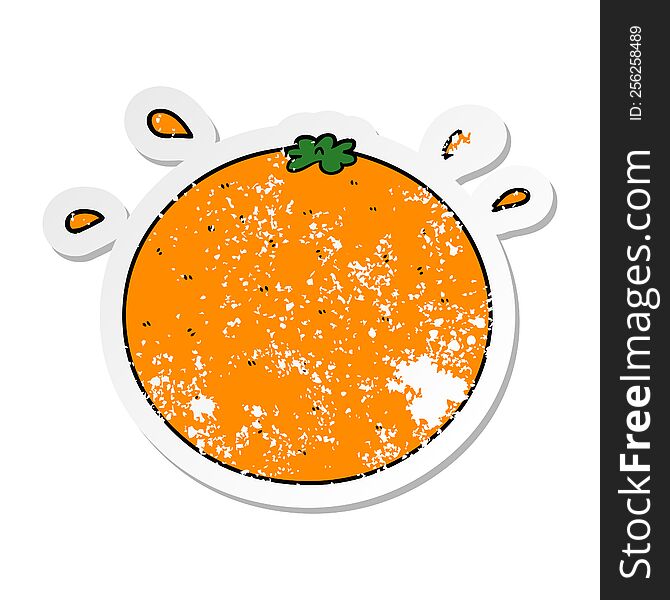 distressed sticker of a cartoon orange