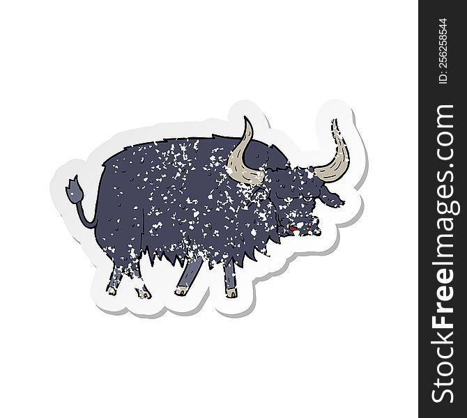 retro distressed sticker of a cartoon annoyed hairy ox