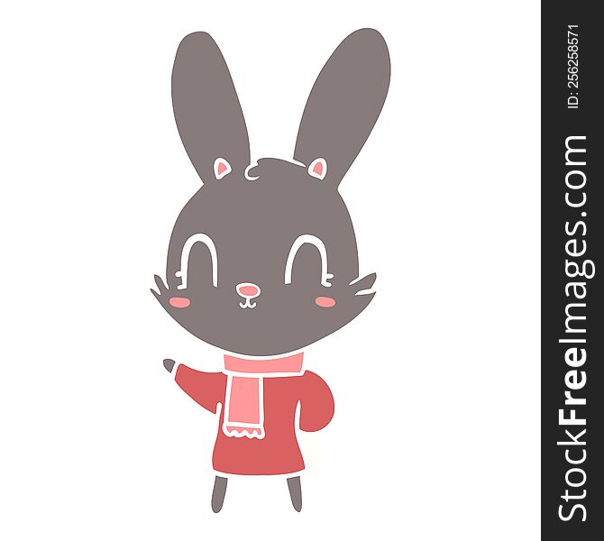 Cute Flat Color Style Cartoon Rabbit Wearing Clothes