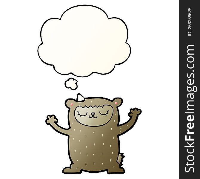 Cute Cartoon Bear And Thought Bubble In Smooth Gradient Style