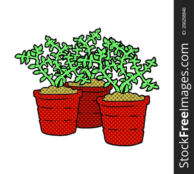 comic book style cartoon potted plants