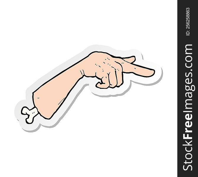 Sticker Of A Cartoon Halloween Pointing Hand
