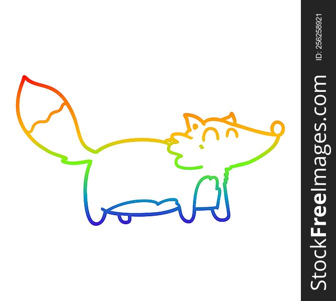 Rainbow Gradient Line Drawing Fat Cartoon Fox
