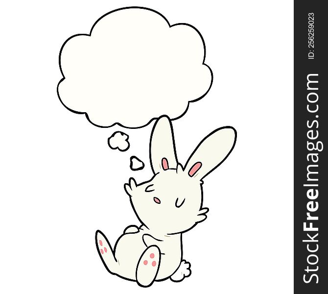Cartoon Rabbit Sleeping And Thought Bubble