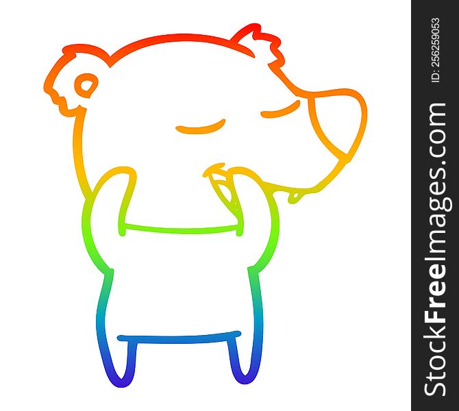 rainbow gradient line drawing of a cartoon polar bear