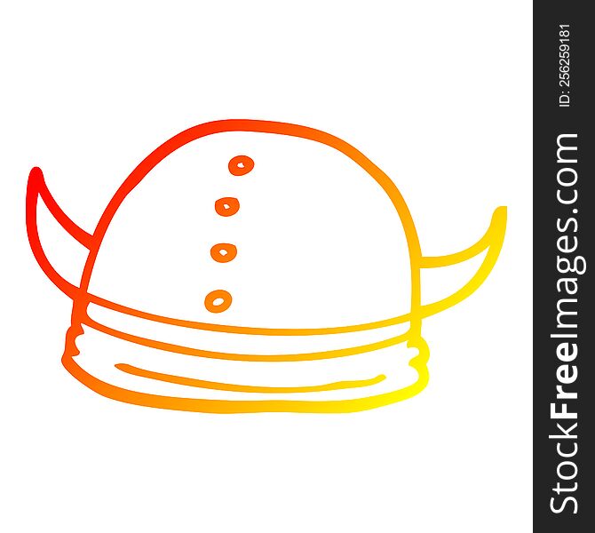 Warm Gradient Line Drawing Cartoon Viking Helmet
