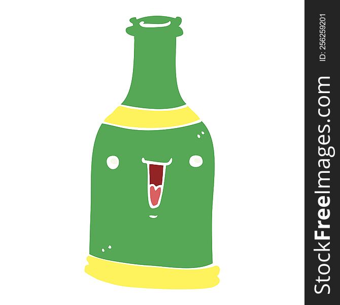 Flat Color Style Cartoon Beer Bottle