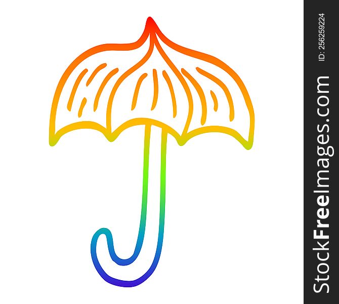 Rainbow Gradient Line Drawing Cartoon Umbrella Tattoo Symbol