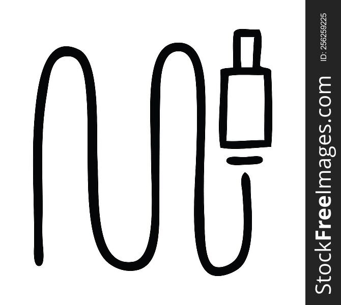 line drawing cartoon of a audio plug