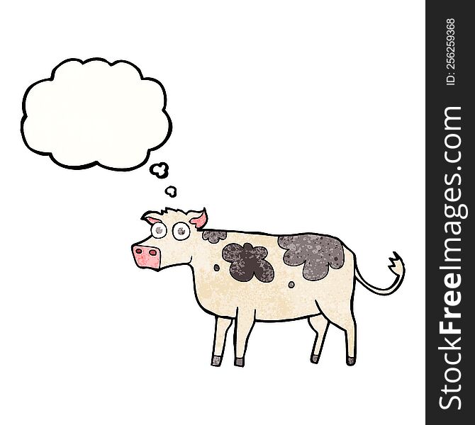 Thought Bubble Textured Cartoon Cow