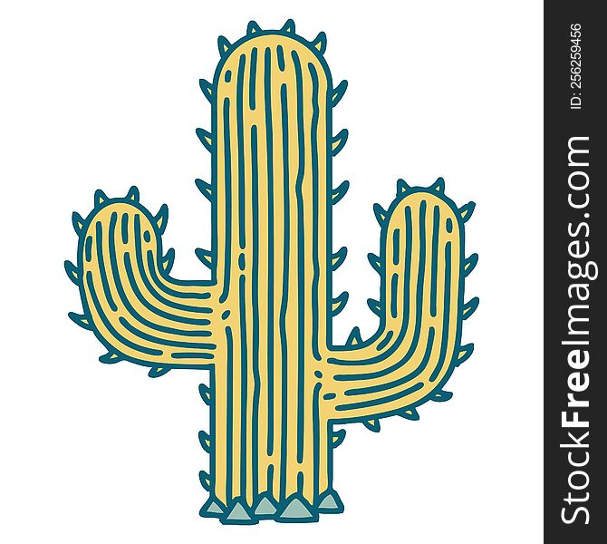 iconic tattoo style image of a cactus. iconic tattoo style image of a cactus