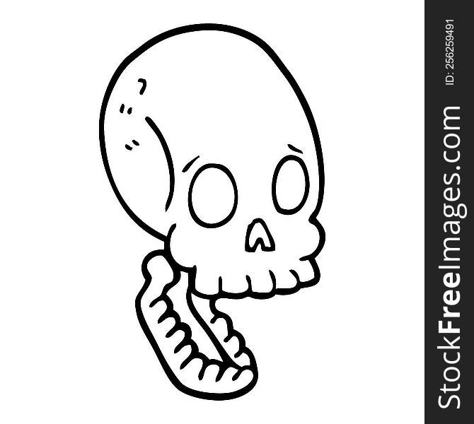 Line Drawing Cartoon Skull