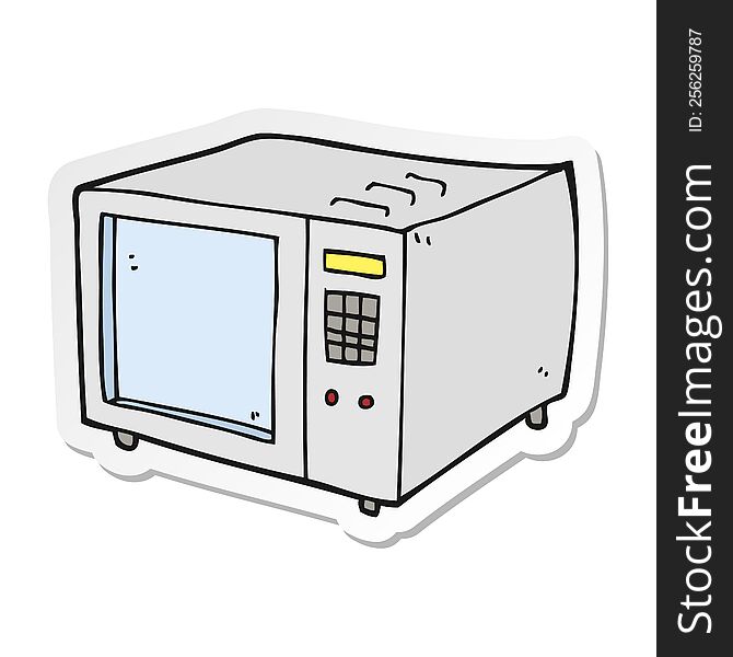 sticker of a cartoon microwave