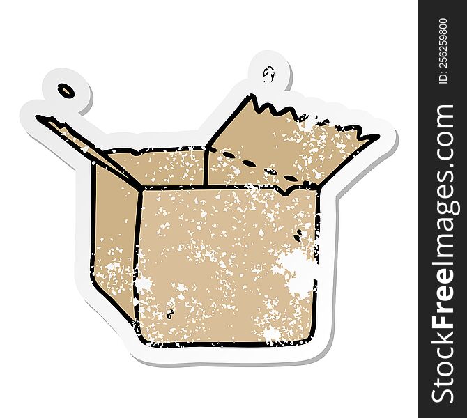 distressed sticker of a quirky hand drawn cartoon open box