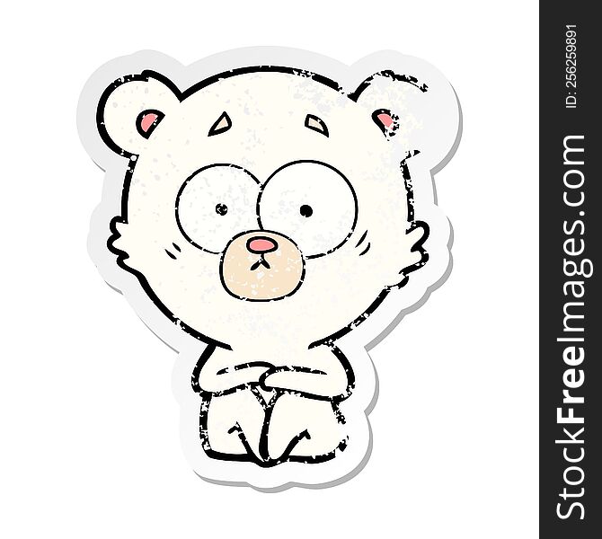 Distressed Sticker Of A Surprised Polar Bear Cartoon