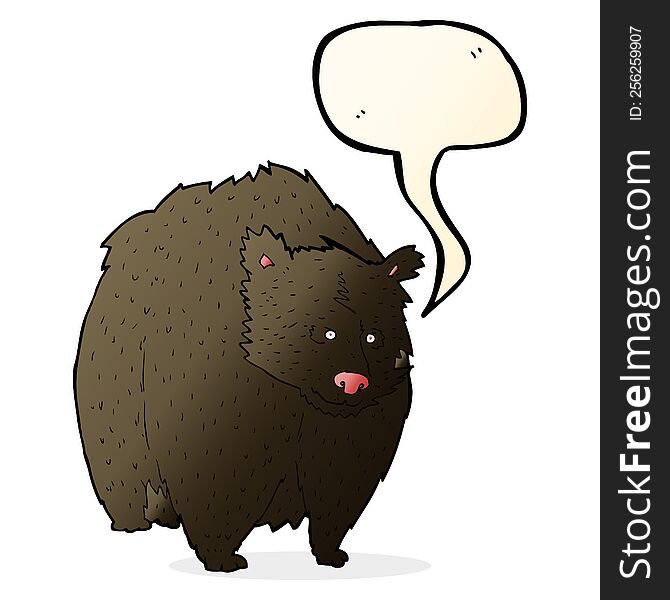 huge black bear cartoon with speech bubble
