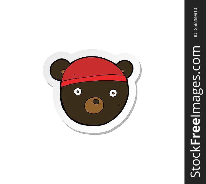 sticker of a cartoon black bear cub wearing hat
