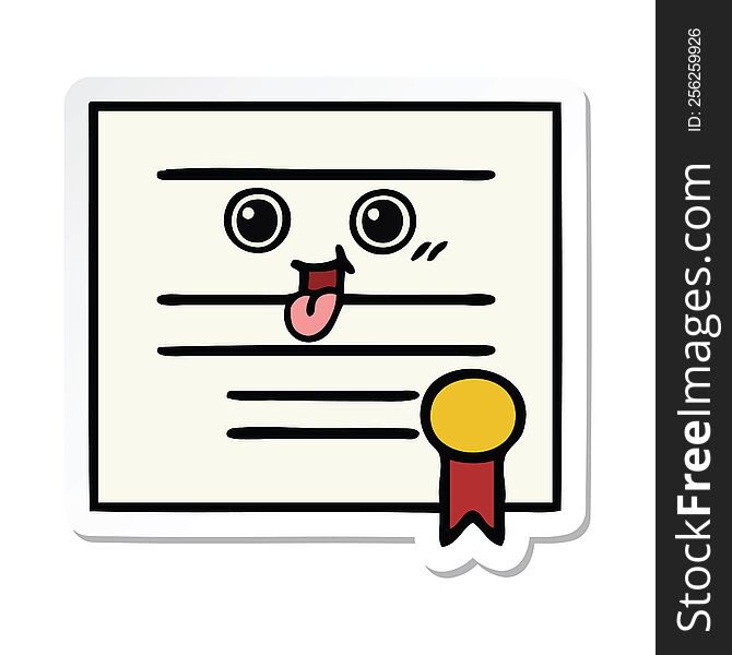 Sticker Of A Cute Cartoon Graduation Diploma