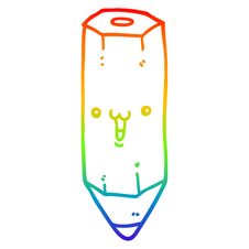 Rainbow Gradient Line Drawing Happy Cartoon Pencil Stock Image
