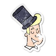 Distressed Sticker Of A Cartoon Man Wearing Top Hat Royalty Free Stock Photos