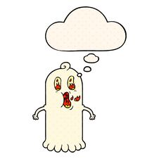 Cartoon Ghost With Flaming Eyes And Thought Bubble In Comic Book Style Royalty Free Stock Photo
