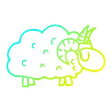 Cold Gradient Line Drawing Cartoon Sheep With Horns Royalty Free Stock Photos