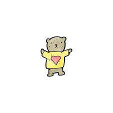 Teddy Bear With Love Heart Cartoon Stock Photo